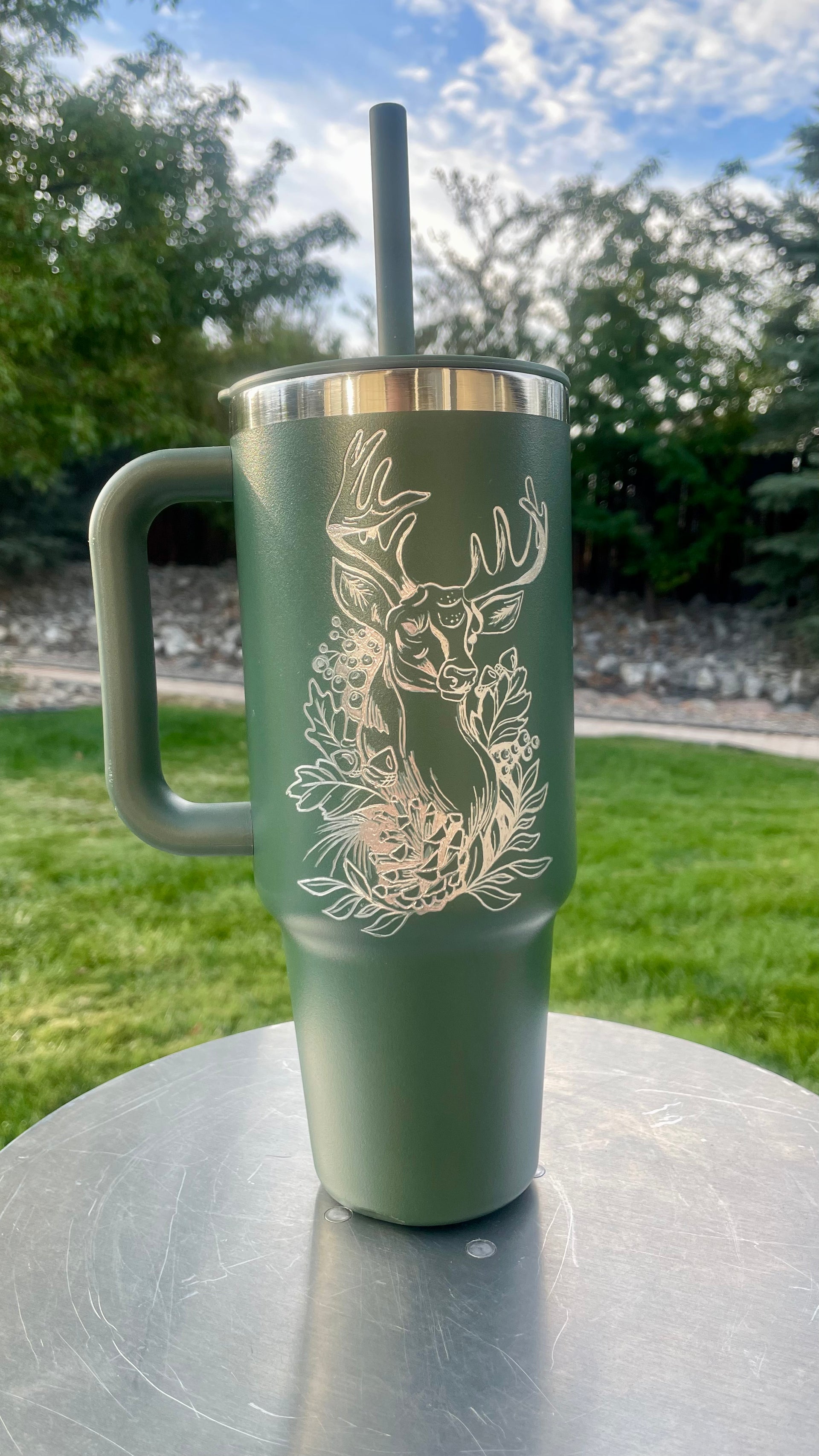 Autumnal Deer Hand-Engraved 40 Oz Hydro Flask All Around Travel