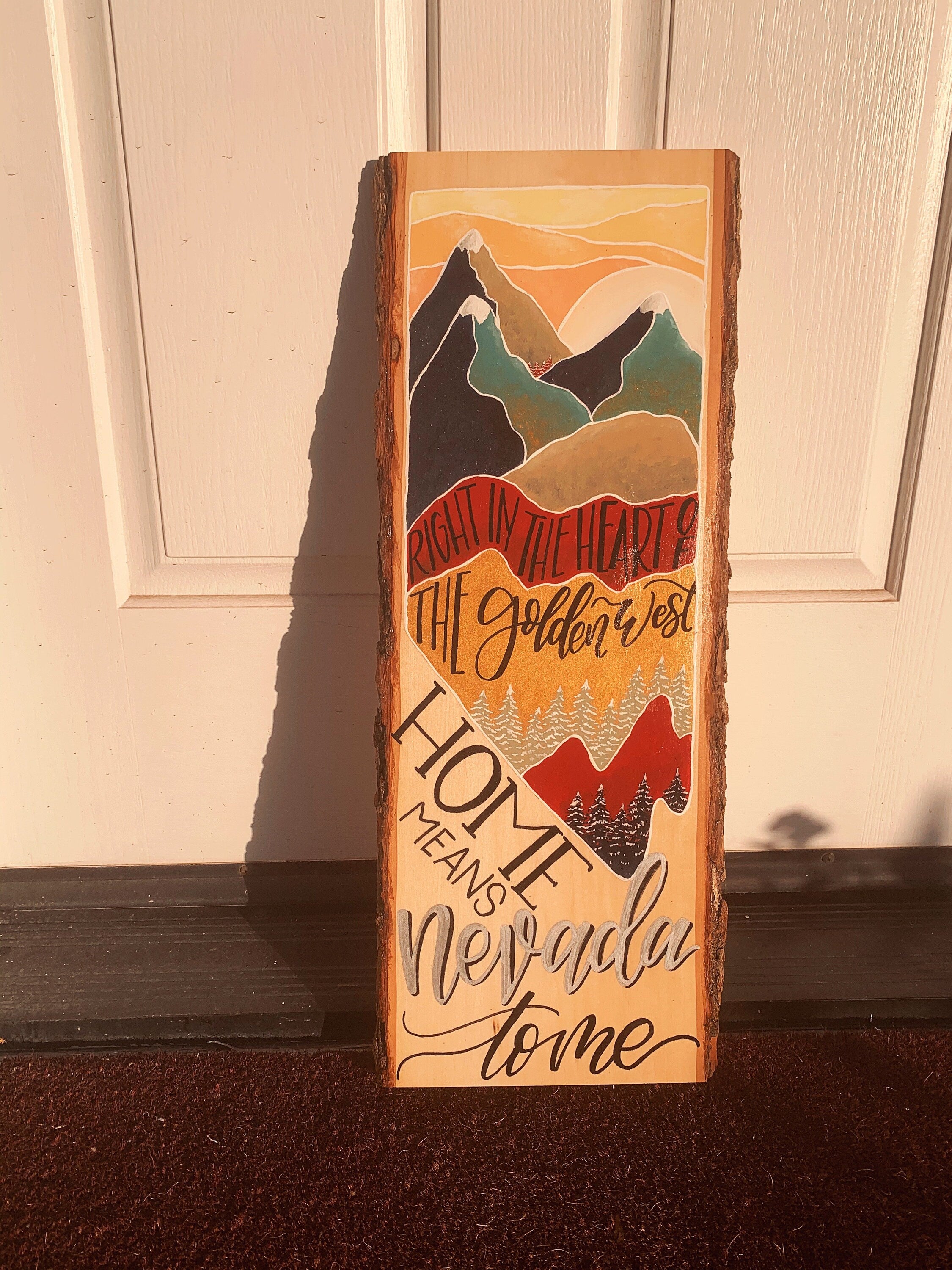 Golden West--Live Edge Wood Slice Painting, State of Nevada